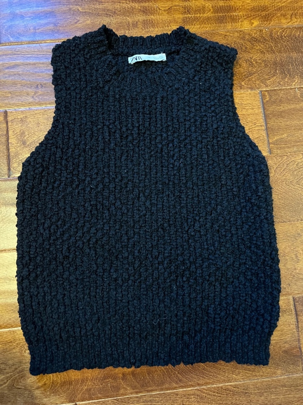 Zara black chunky knitted sleeveless top